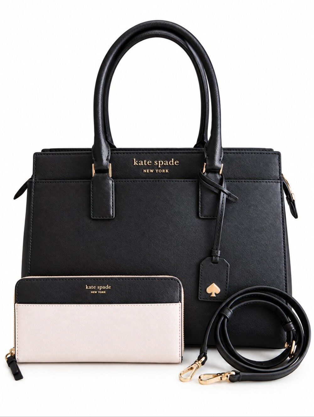 Kate Spade Cameron Large Black Saffiano Leather Satchel Crossbody